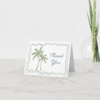 Hand Drawn Green Blue Wavy Frame Palm Tree Wedding