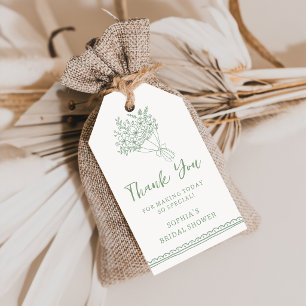 Hand Drawn Green Floral Bridal Shower Gift Tags