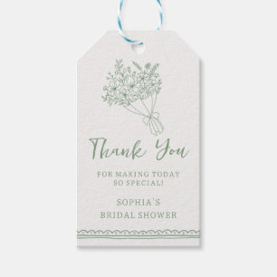 Hand Drawn Green Floral Bridal Shower Gift Tags