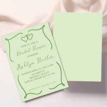 Hand Drawn Green Frame Bridal Shower Invitation