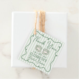 Hand Drawn Green Matcha Bridal Shower Thank You Favour Tags