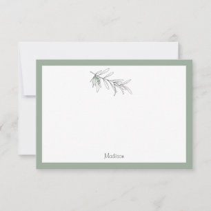 Hand Drawn Green Olive Leaves  Card