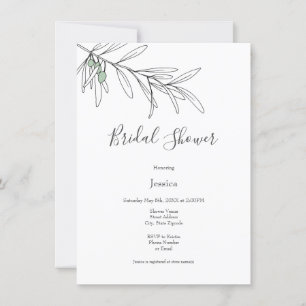 Hand Drawn Green Olive Leaves   Invitation