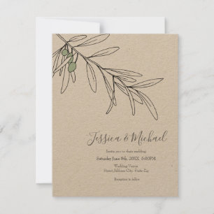 Hand Drawn Green Olive Leaves  Invitation