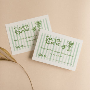 Hand Drawn Green Pink Pizza Baby Diaper Raffle  Enclosure Card