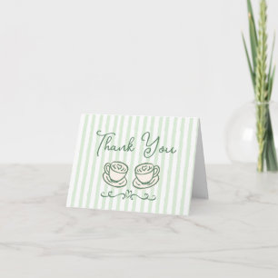 Hand Drawn Green Stripes Hand Written Scrip Thank You Card