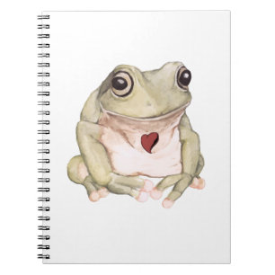 Hand drawn green tree frog notebook