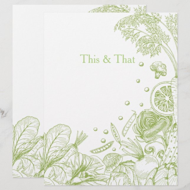 Hand Drawn Green Vegetables Recipe Category (Front/Back)