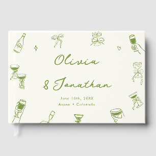 Hand Drawn Green Wedding Guest Book