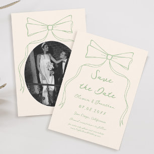 Hand Drawn Green Wedding Save the date Photo Invitation