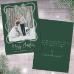 Hand Drawn Green Whimsical Merry Christmas Holiday Card<br><div class="desc">Send holiday cheer with this vertical Christmas card featuring a single centered photo framed by a simple swirling ribbon-style border. A cute hand-drawn coquette bow sits right at the top, adding a sweet touch above the image. Below the framed photo, “Merry Christmas” appears in handwritten script, with space underneath to...</div>