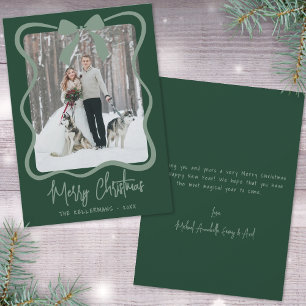 Hand Drawn Green Whimsical Merry Christmas Holiday Card