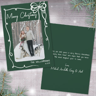 Hand Drawn Green Whimsical Merry Christmas Holiday Card
