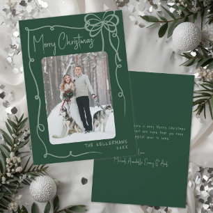 Hand Drawn Green Whimsical Merry Christmas Holiday Card