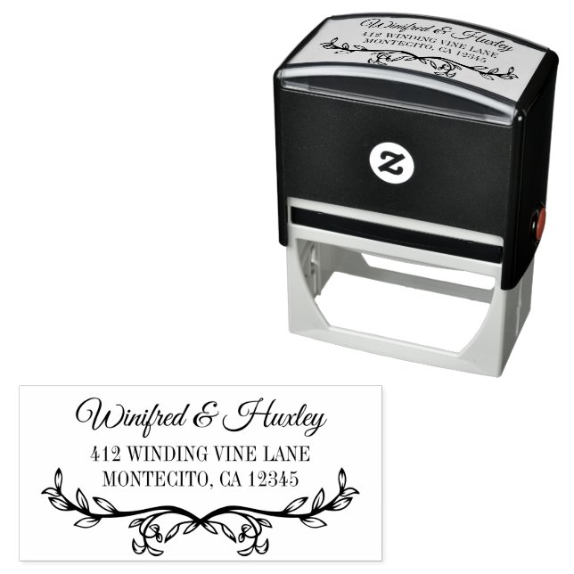 Hand-Drawn Greenery Divider Name Address Self-inking Stamp (In Situ)