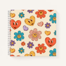 Hand drawn groovy love notebook