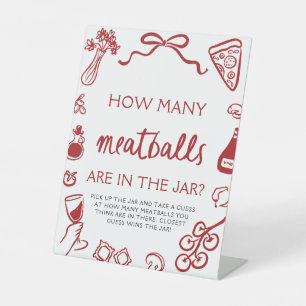 Hand Drawn Guess How Many Meatballs Bridal Shower  Pedestal Sign