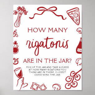 Hand Drawn Guess How Many Rigatonis Bridal Shower  Poster