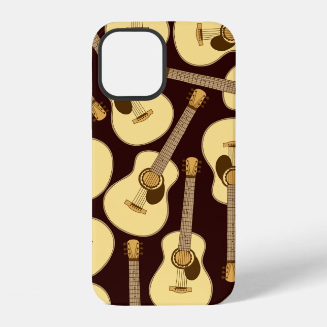 Hand drawn guitar seamless pattern iPhone case (Back)