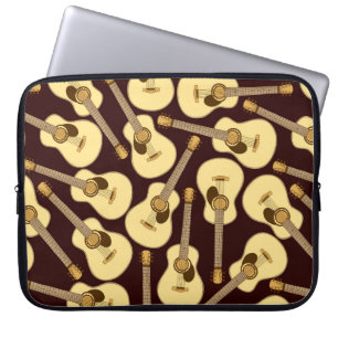 Hand drawn guitar seamless pattern laptop sleeve