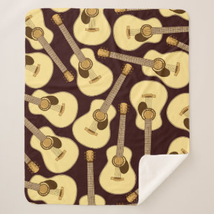 Hand drawn guitar seamless pattern sherpa blanket