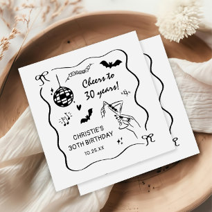 Hand Drawn Halloween Adult Birthday Party Napkin