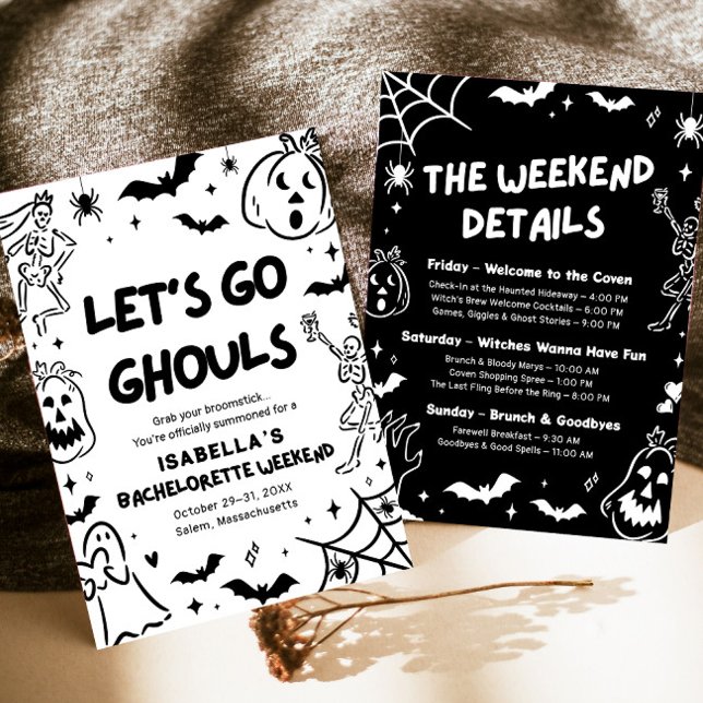 Hand Drawn Halloween Bachelorette Weekend Party Invitation (Hand Drawn Halloween Bachelorette Weekend Party Invitation)