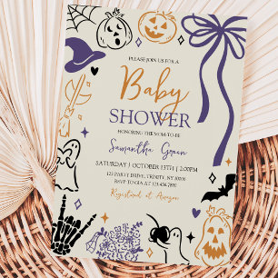 Hand-drawn Halloween Little Boo Baby Shower Invitation