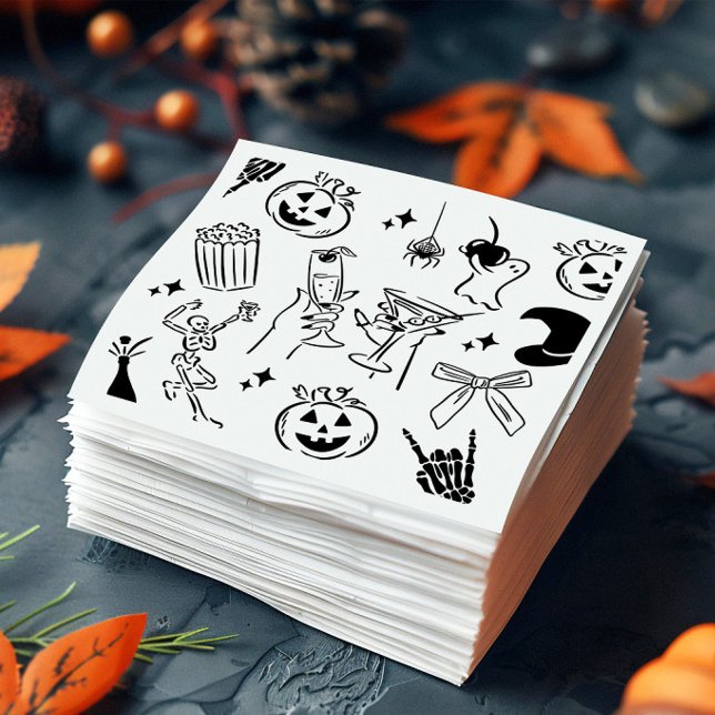 Hand Drawn Halloween Party Napkin (Creator Uploaded)