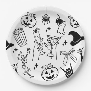 Hand Drawn Halloween Party Paper Plate