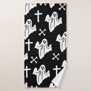 Hand Drawn Halloween Pattern Background Bath Towel