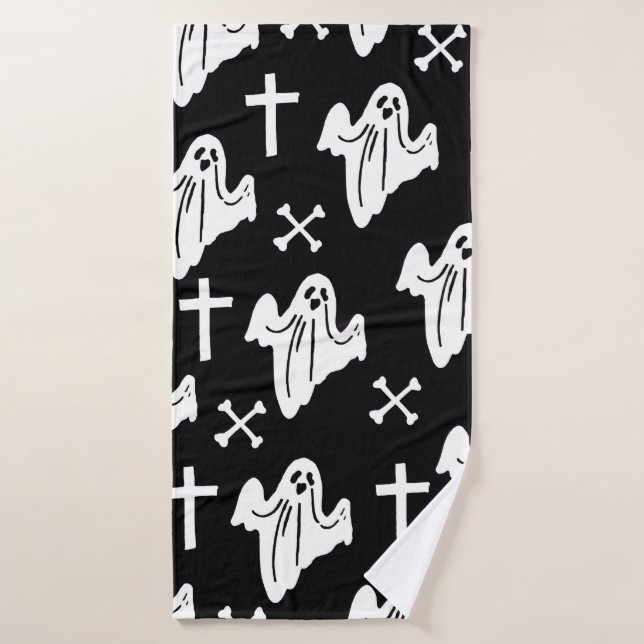 Hand Drawn Halloween Pattern Background Bath Towel (Bath Towel)