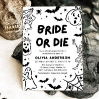 Hand Drawn Halloween Skeleton Ghost Bridal Shower