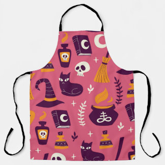 Hand-drawn Halloween, spooky seamless pattern. Apron