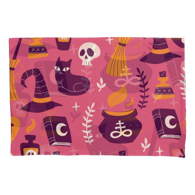 Hand-drawn Halloween, spooky seamless pattern. Pillowcase (Front)