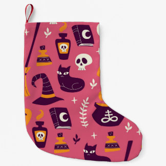 Hand-drawn Halloween, spooky seamless pattern. Small Christmas Stocking