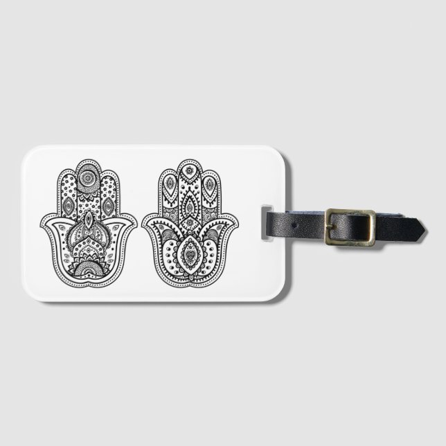 Hand Drawn Hamsa With Ornaments Luggage Tag (Front Horizontal)