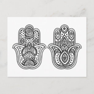 Hand Drawn Hamsa With Ornaments Postcard