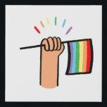 Hand Drawn Hand Waving a Rainbow Flag Faux Canvas Print<br><div class="desc">This artwork features a hand drawn hand waving a colourful rainbow flag.</div>