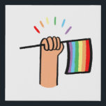 Hand Drawn Hand Waving a Rainbow Flag Faux Canvas Print<br><div class="desc">This artwork features a hand drawn hand waving a colourful rainbow flag.</div>