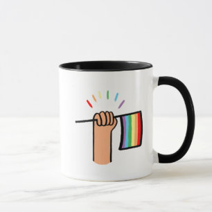 Hand Drawn Hand Waving a Rainbow Flag Mug