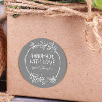 Hand Drawn Handmade With Love Personalised Grey