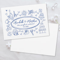 Hand Drawn Handwritten Blue Whimsical Wedding