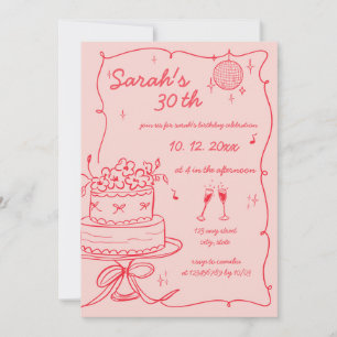 Hand Drawn Handwritten Scribble Birthday Invitation