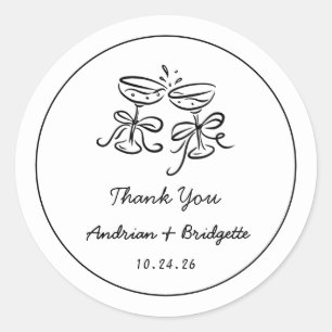 Hand Drawn Handwritten Wedding Round Sticker