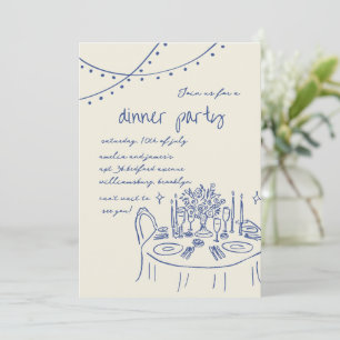 Hand drawn & Handwritten whimsical Dinner wedding Invitation