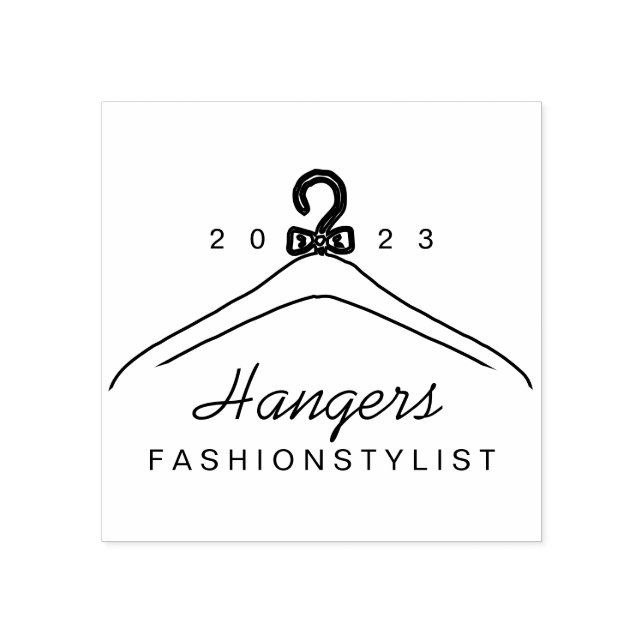 Hand drawn hanger for clothing boutique rubber stamp (Imprint)