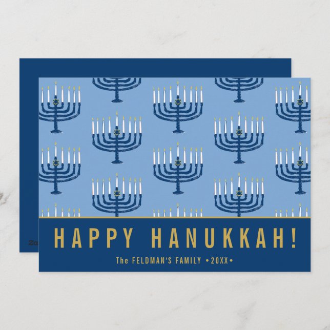 Hand Drawn Hanukkah Candles Happy Hanukkah  Holiday Card (Front/Back)