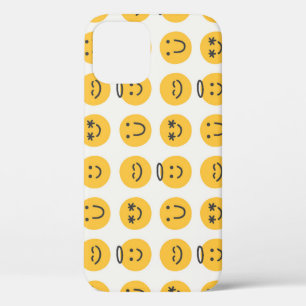 Hand Drawn Happy Emoji Pattern iPhone 12 Case