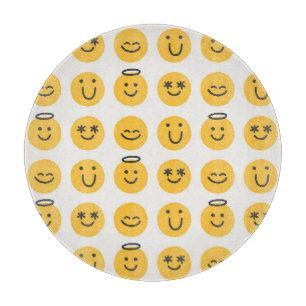Hand Drawn Happy Emoji Pattern Cutting Board